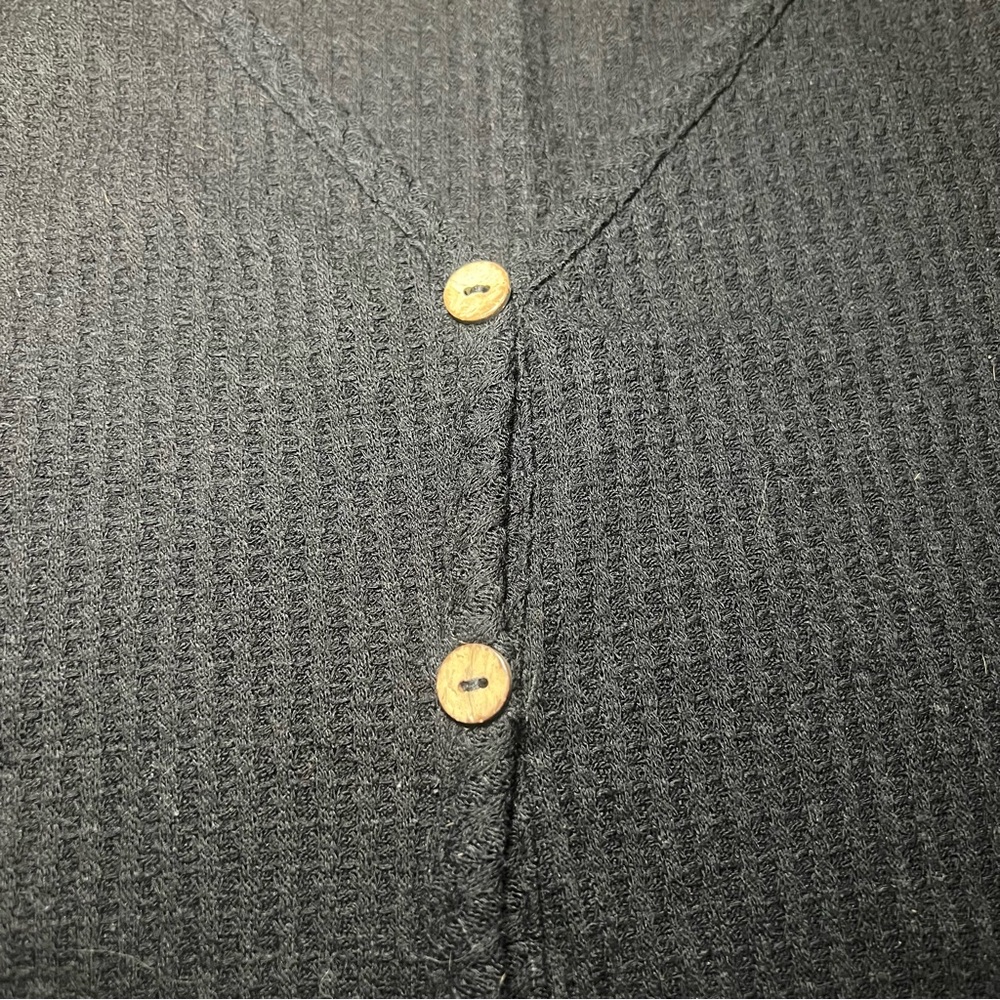 Paper Crane Waffle Knit Tank Top Womens Size Small Sleeveless Black Button Shirt - Picture 2 of 5